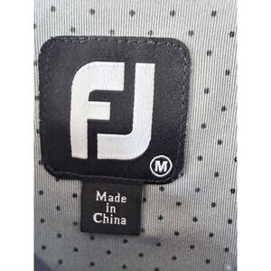 FootJoy Polo Shirt Mens Medium White Dot Golf Performance Stretch Short Sleeve